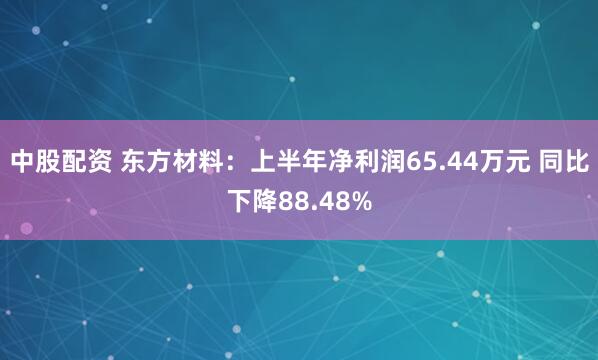 中股配资 东方材料：上半年净利润65.44万元 同比下降88.48%